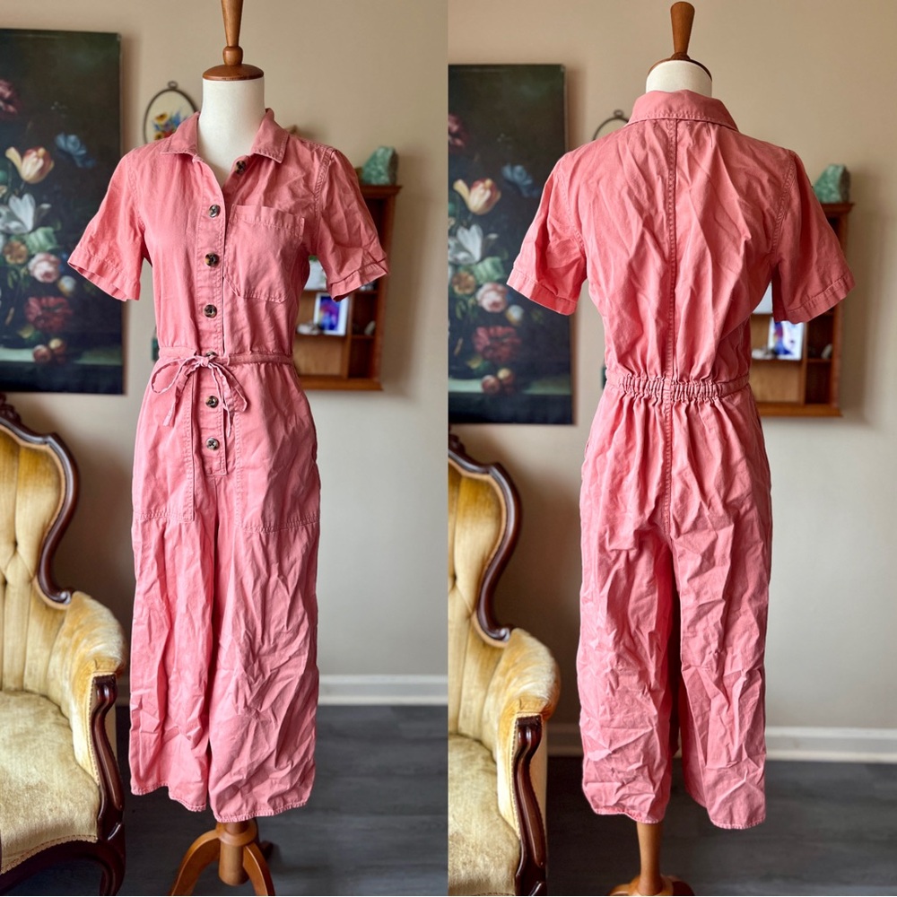 ☾ Madewell Wide-Leg Utility Jumpsuit Romper in Dried Coral - Picture 2 of 9
